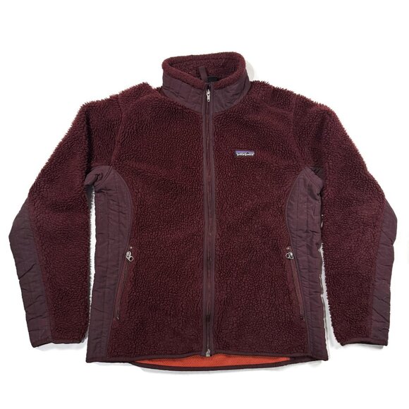 Patagonia Retro-X Sweater Womens Medium Full Zip Red Deep Pile Fleece - Picture 1 of 9